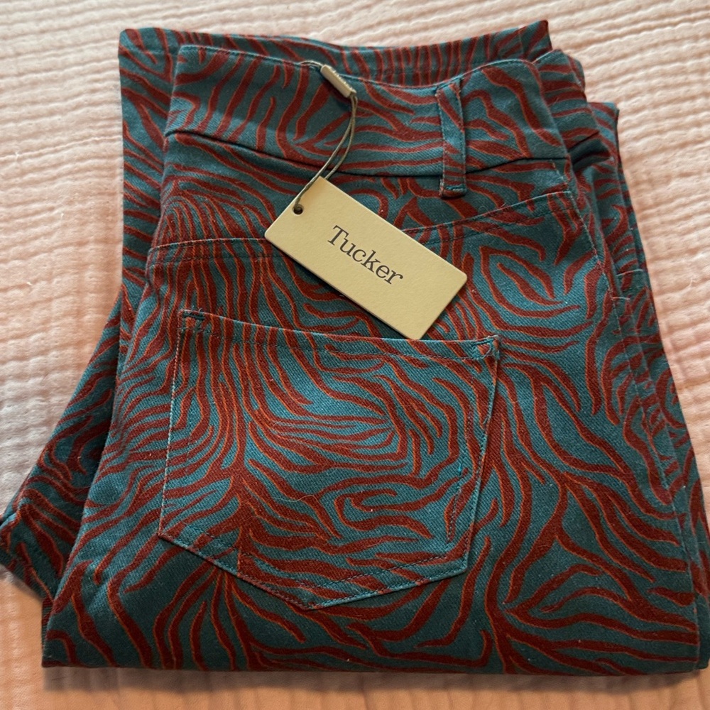 TUCKER NYC Coral Reef-Printed Denim Jeans 100% cotton Sz (10) NWT